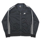 NIKE Mens Black & White Jacket L Polyester Track Zip Up Casual Sportswear