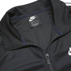 NIKE Mens Black & White Jacket L Polyester Track Zip Up Casual Sportswear