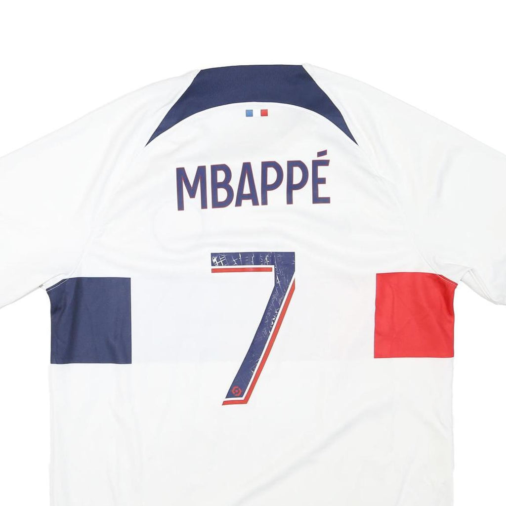 NIKE Mens White Paris Saint-Germain Mbappé Football Shirt L Short Sleeve Crew