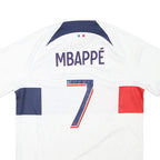 NIKE Mens White Paris Saint-Germain Mbappé Football Shirt L Short Sleeve Crew