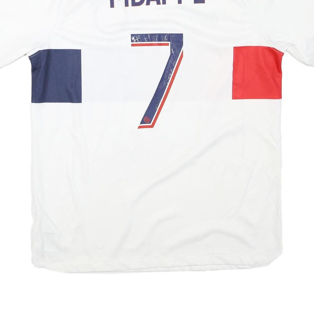 NIKE Mens White Paris Saint-Germain Mbappé Football Shirt L Short Sleeve Crew