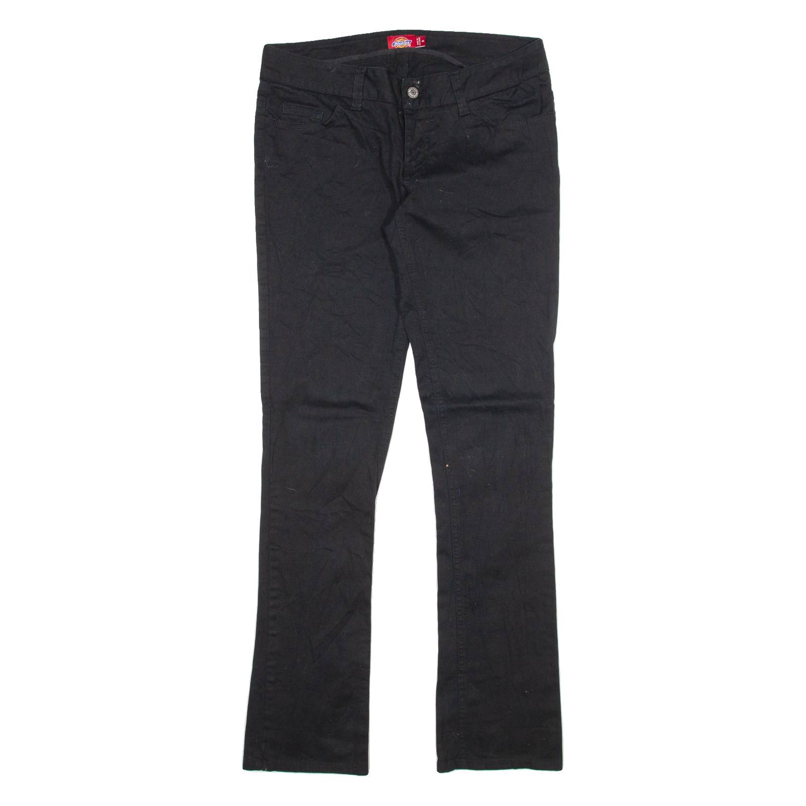 DICKIES Womens Trousers Black Slim Straight W30 L31