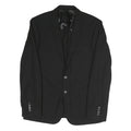 Mens Black Classic Jacket M Polyester Blend Plain Button Closure Formal Wear