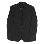 Mens Black Classic Jacket M Polyester Blend Plain Button Closure Formal Wear
