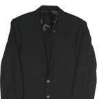 Mens Black Classic Jacket M Polyester Blend Plain Button Closure Formal Wear