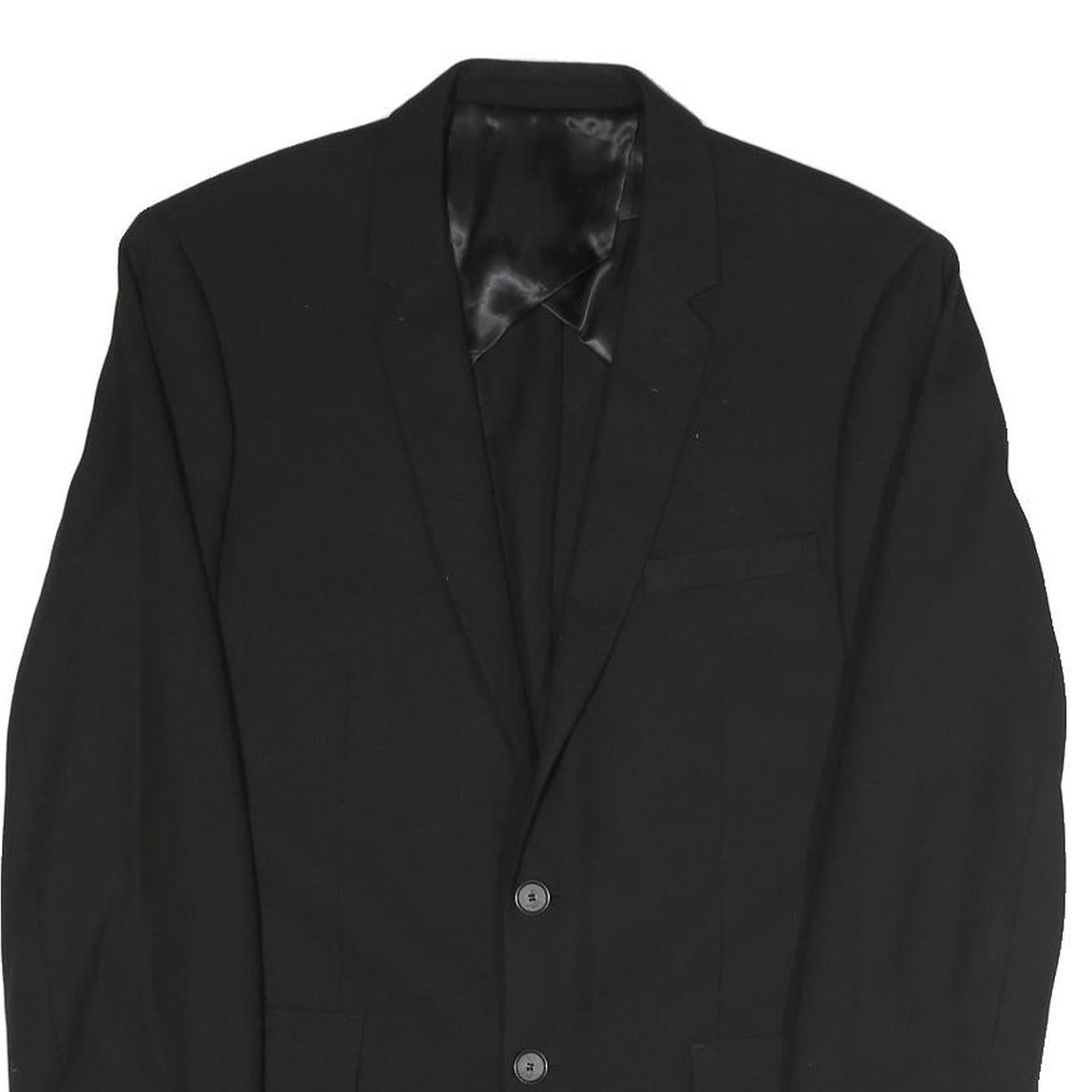 Mens Black Classic Jacket M Polyester Blend Plain Button Closure Formal Wear