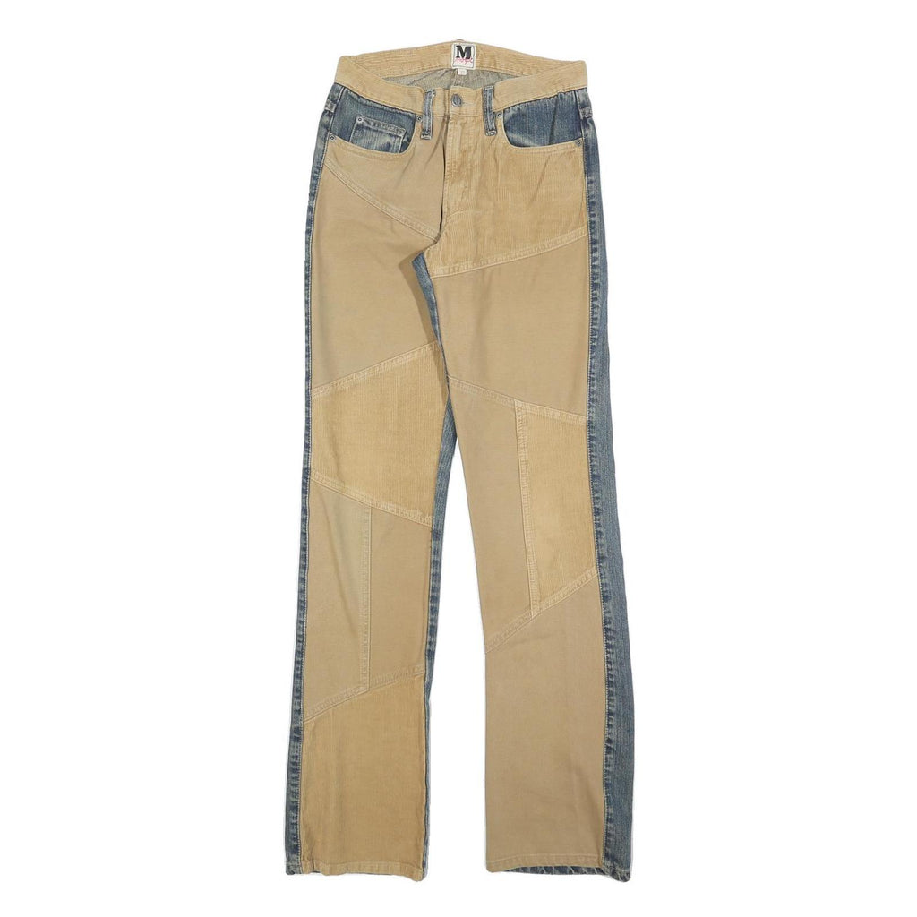 MOGUL Womens Jeans Beige & Blue Regular Straight Denim Cotton Blend W26 L32