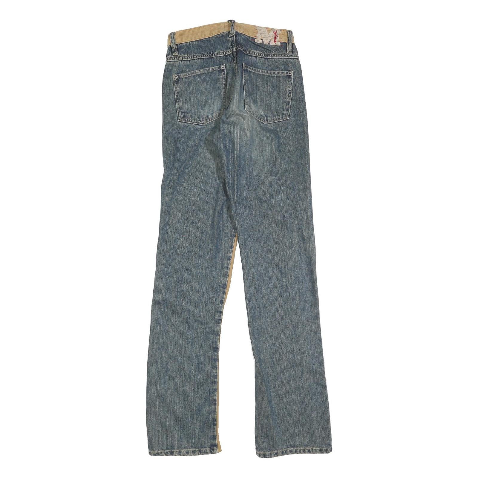 MOGUL Womens Jeans Beige & Blue Regular Straight Denim Cotton Blend W26 L32