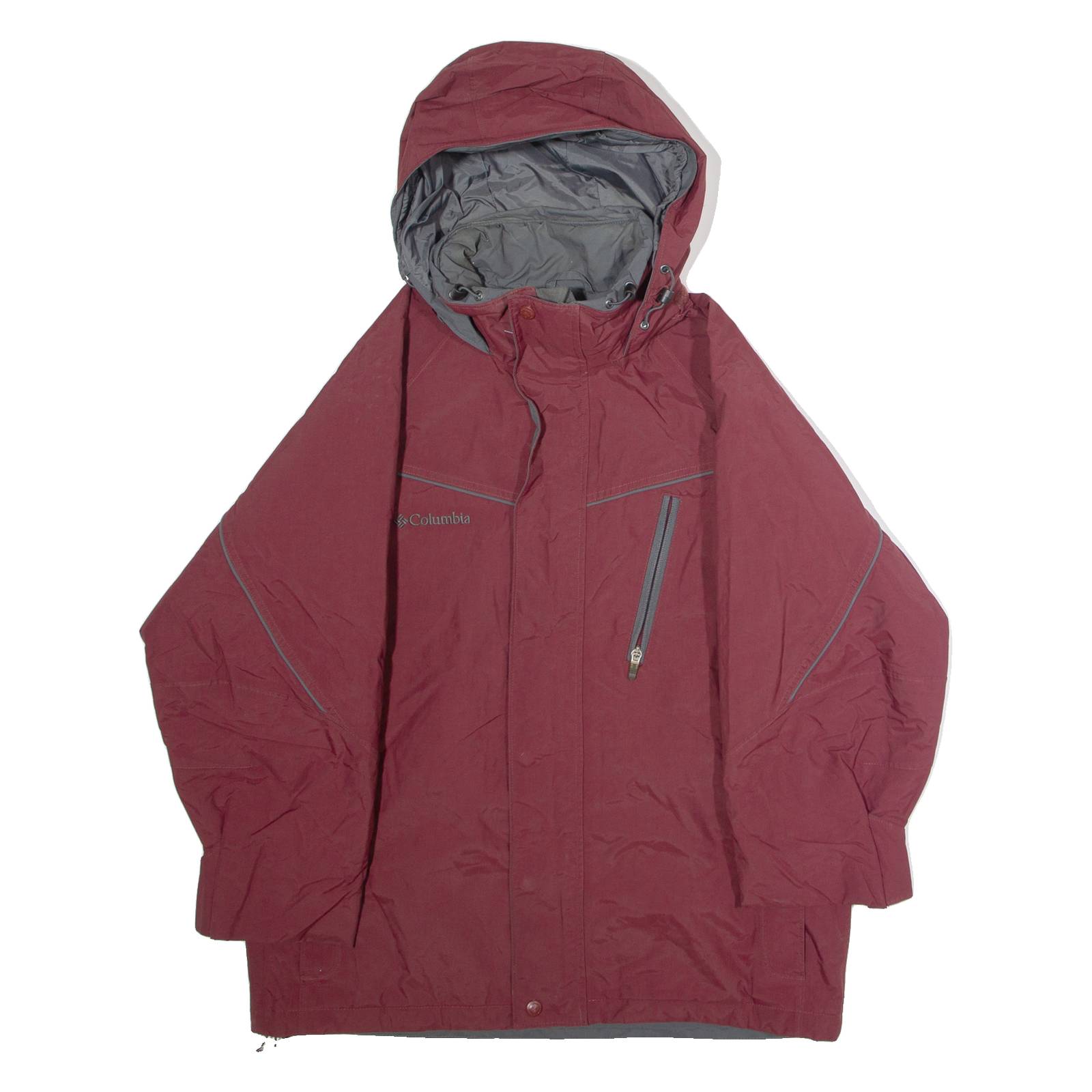 COLUMBIA Mens Jacket Maroon Nylon Hooded M