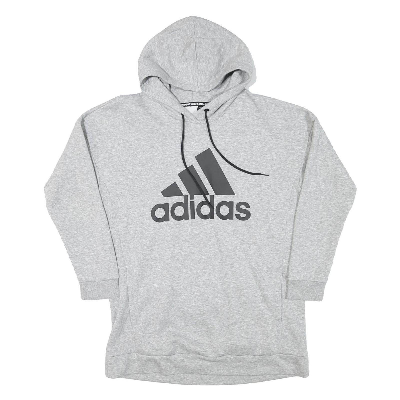 ADIDAS Womens Grey Hoodie L Cotton Blend Pullover Sports Casual Sweatshirt