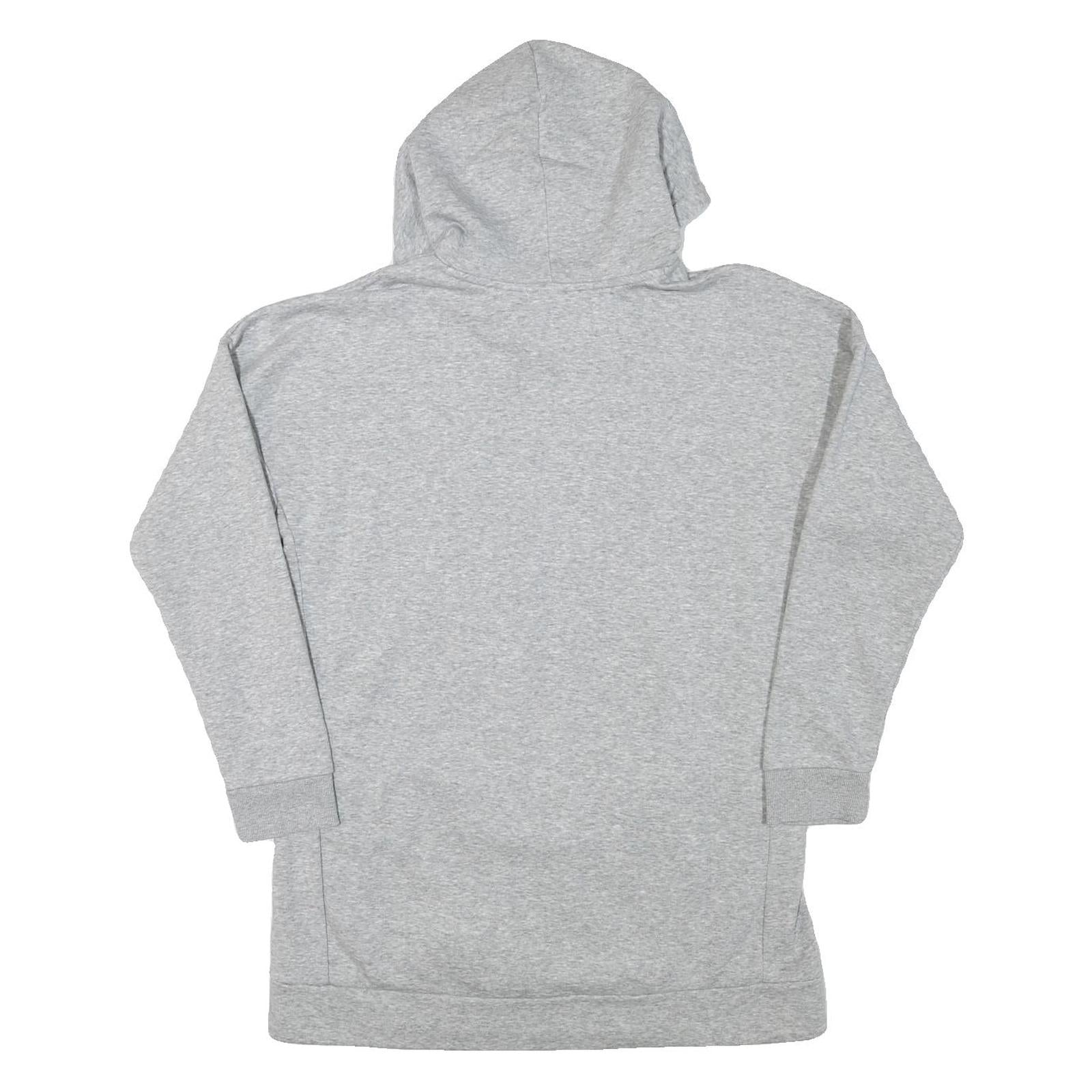 ADIDAS Womens Grey Hoodie L Cotton Blend Pullover Sports Casual Sweatshirt