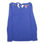 JOULES Womens Blue Long Sleeve Round Neck Tie Back Top UK 8 Viscose Blend