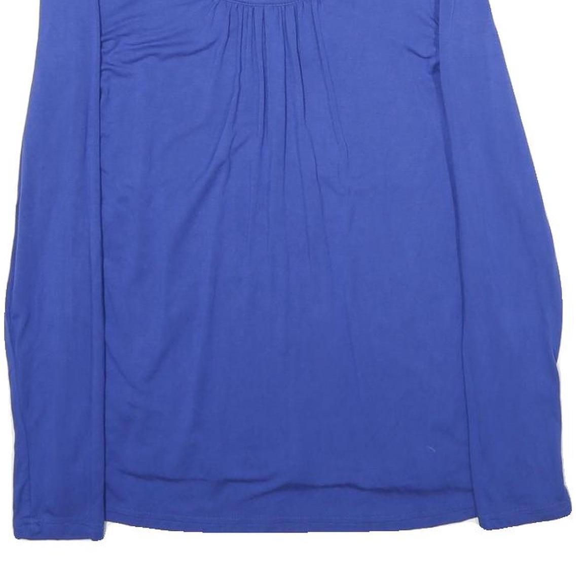 JOULES Womens Blue Long Sleeve Round Neck Tie Back Top UK 8 Viscose Blend