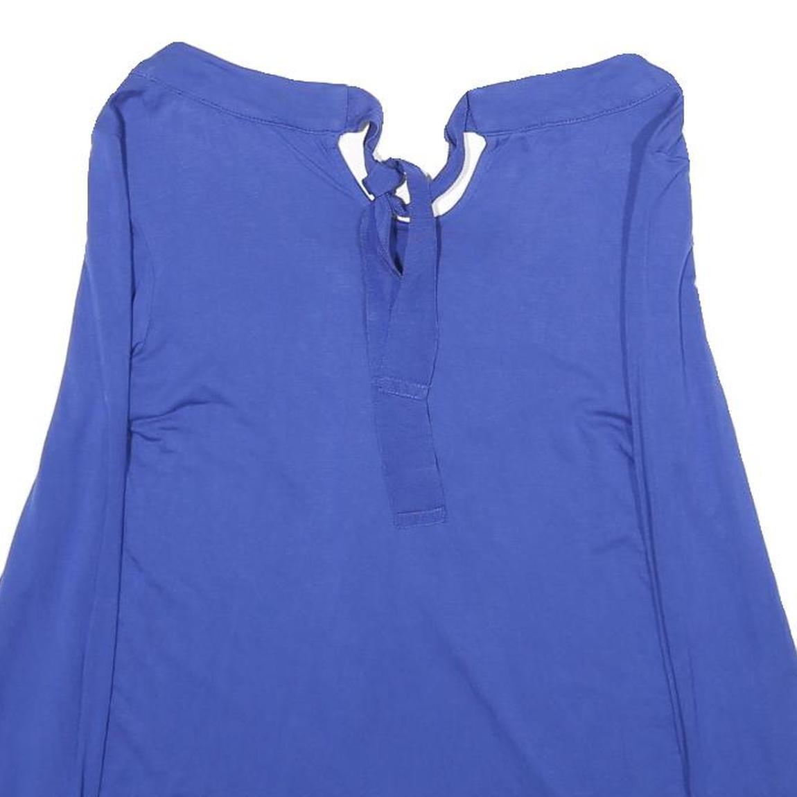 JOULES Womens Blue Long Sleeve Round Neck Tie Back Top UK 8 Viscose Blend