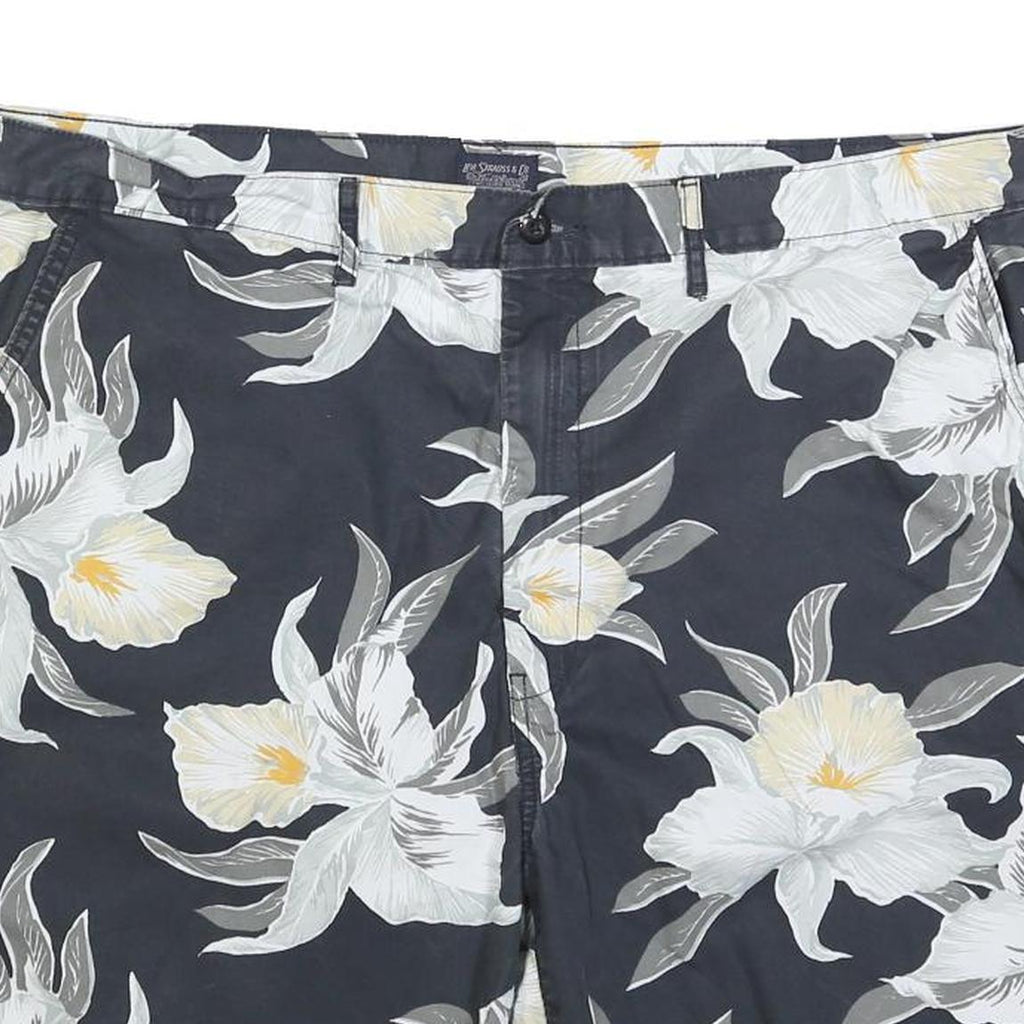 LEVI'S Mens Shorts Blue White Floral Print 2XL W44 Cotton Blend Casual Chino