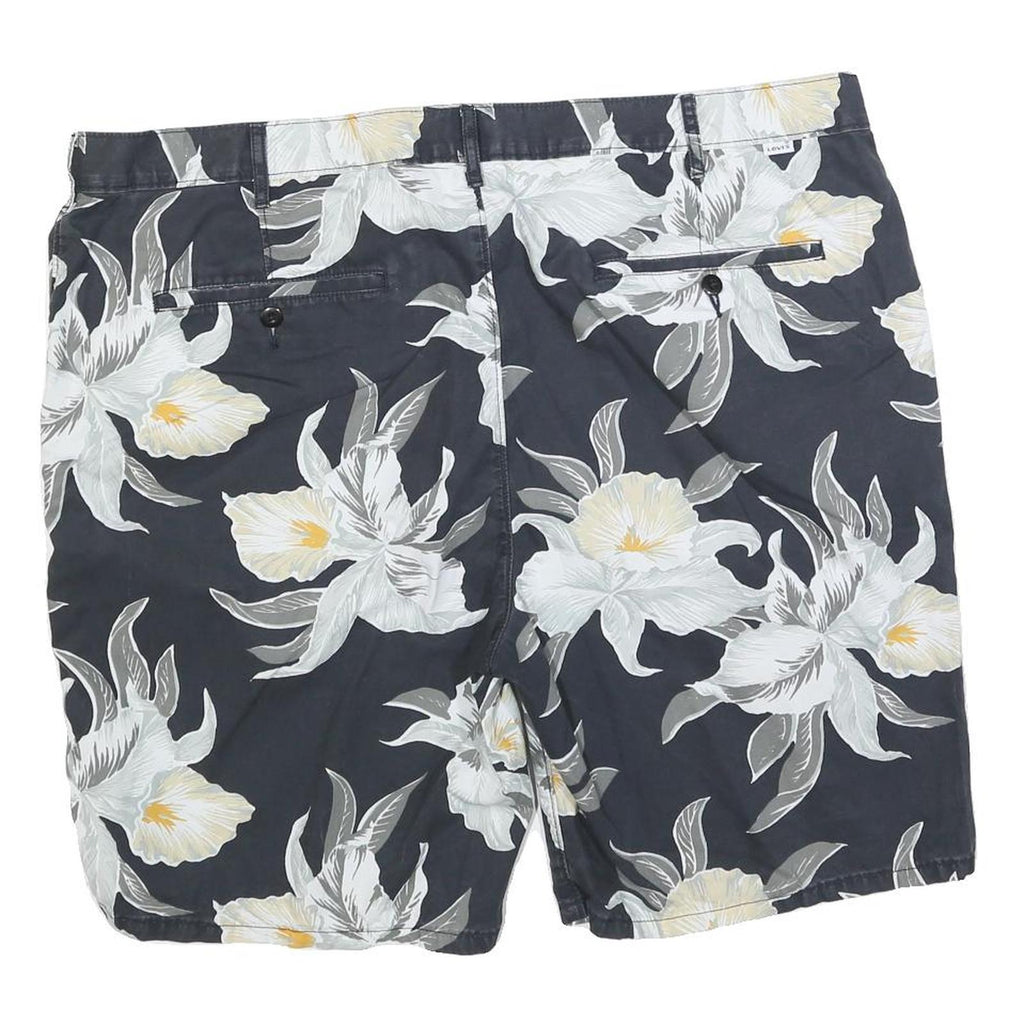 LEVI'S Mens Shorts Blue White Floral Print 2XL W44 Cotton Blend Casual Chino