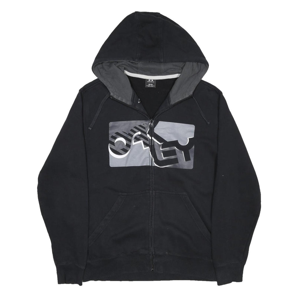 OAKLEY Mens Black Hoodie M Cotton Blend Full Zip Oakley Logo Casual Wear