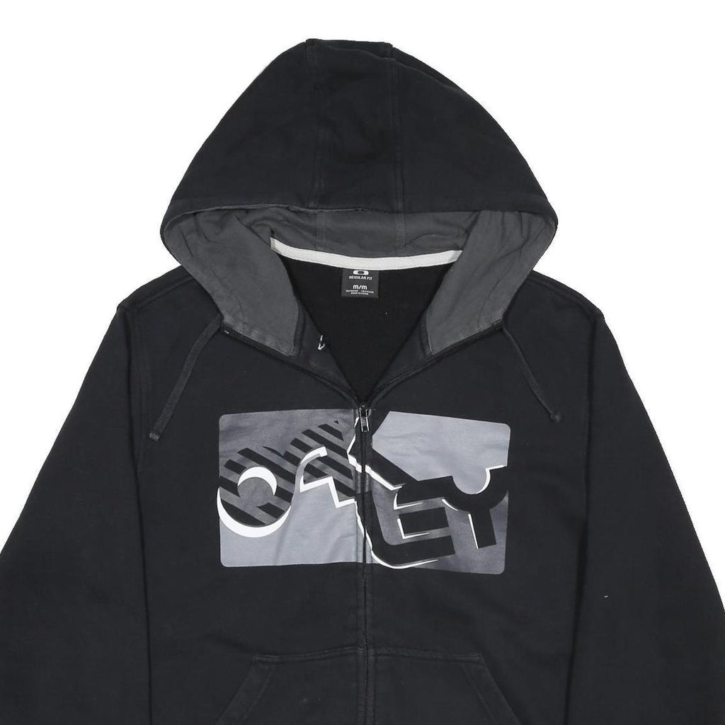 OAKLEY Mens Black Hoodie M Cotton Blend Full Zip Oakley Logo Casual Wear