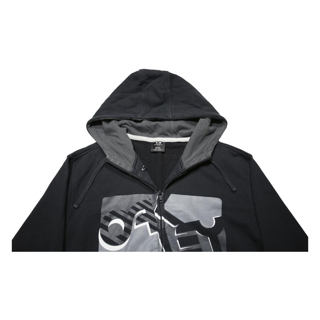 OAKLEY Mens Black Hoodie M Cotton Blend Full Zip Oakley Logo Casual Wear