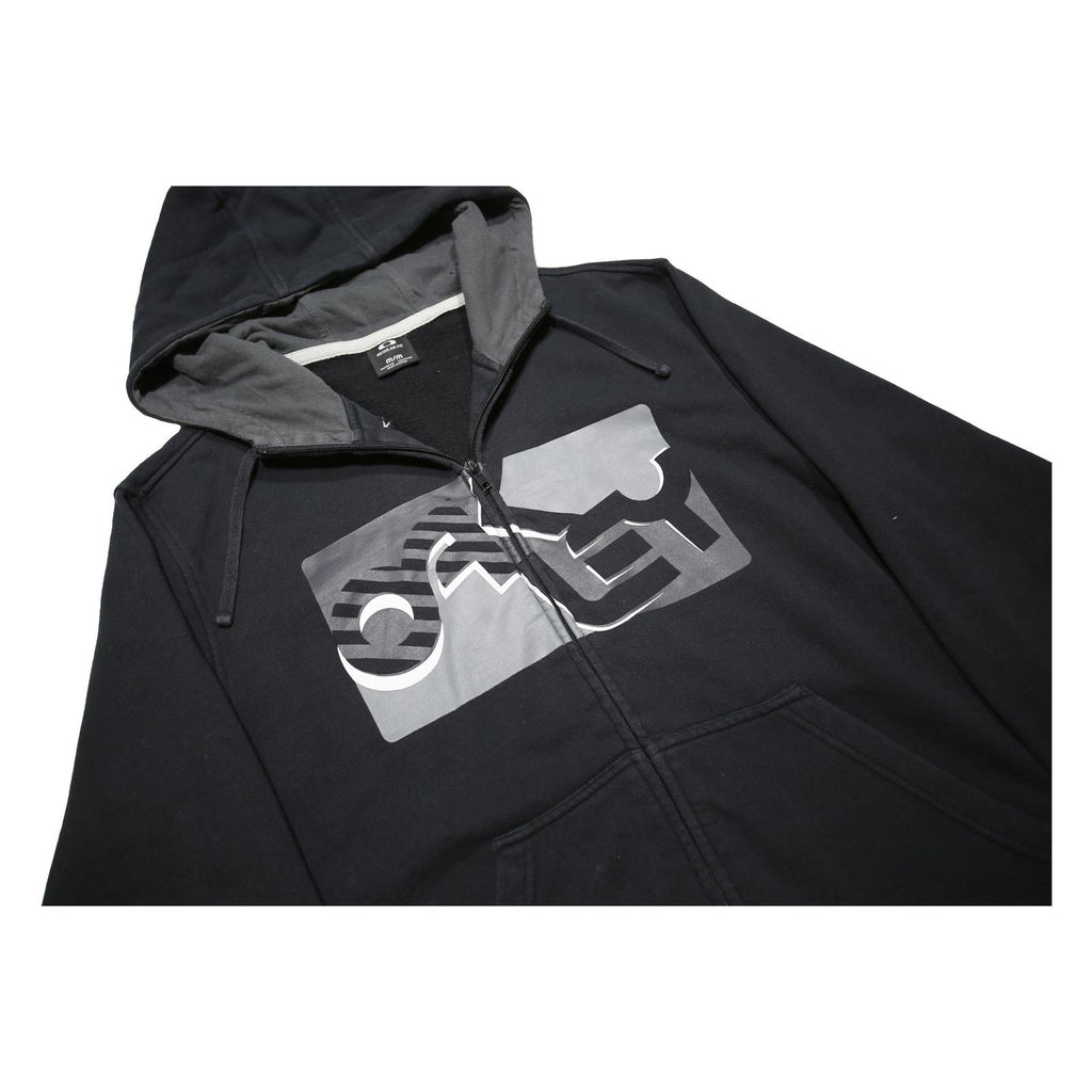 OAKLEY Mens Black Hoodie M Cotton Blend Full Zip Oakley Logo Casual Wear