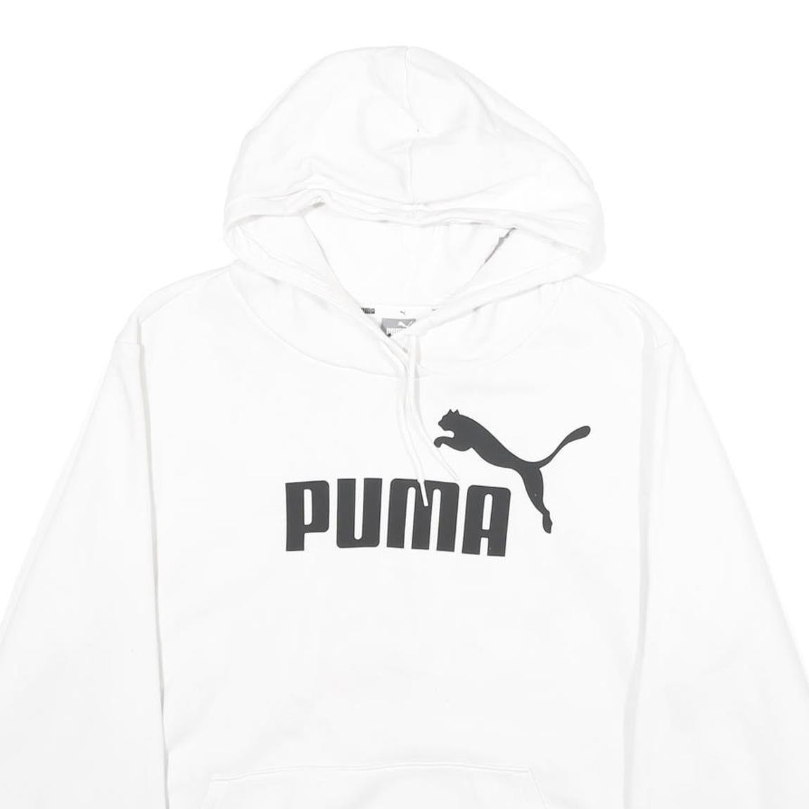 PUMA Womens White Hoodie XL Cotton Blend Pullover Casual Sportswear