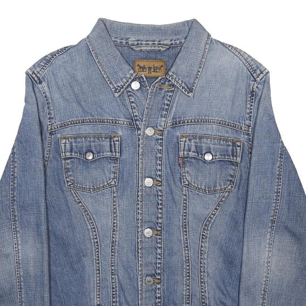 LEVI'S Womens Blue Denim Jacket L Cotton Button Plain Classic Fit Casual