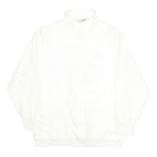 HABAND Womens White Nylon Button Jacket L Plain Lightweight Casual Outerwear