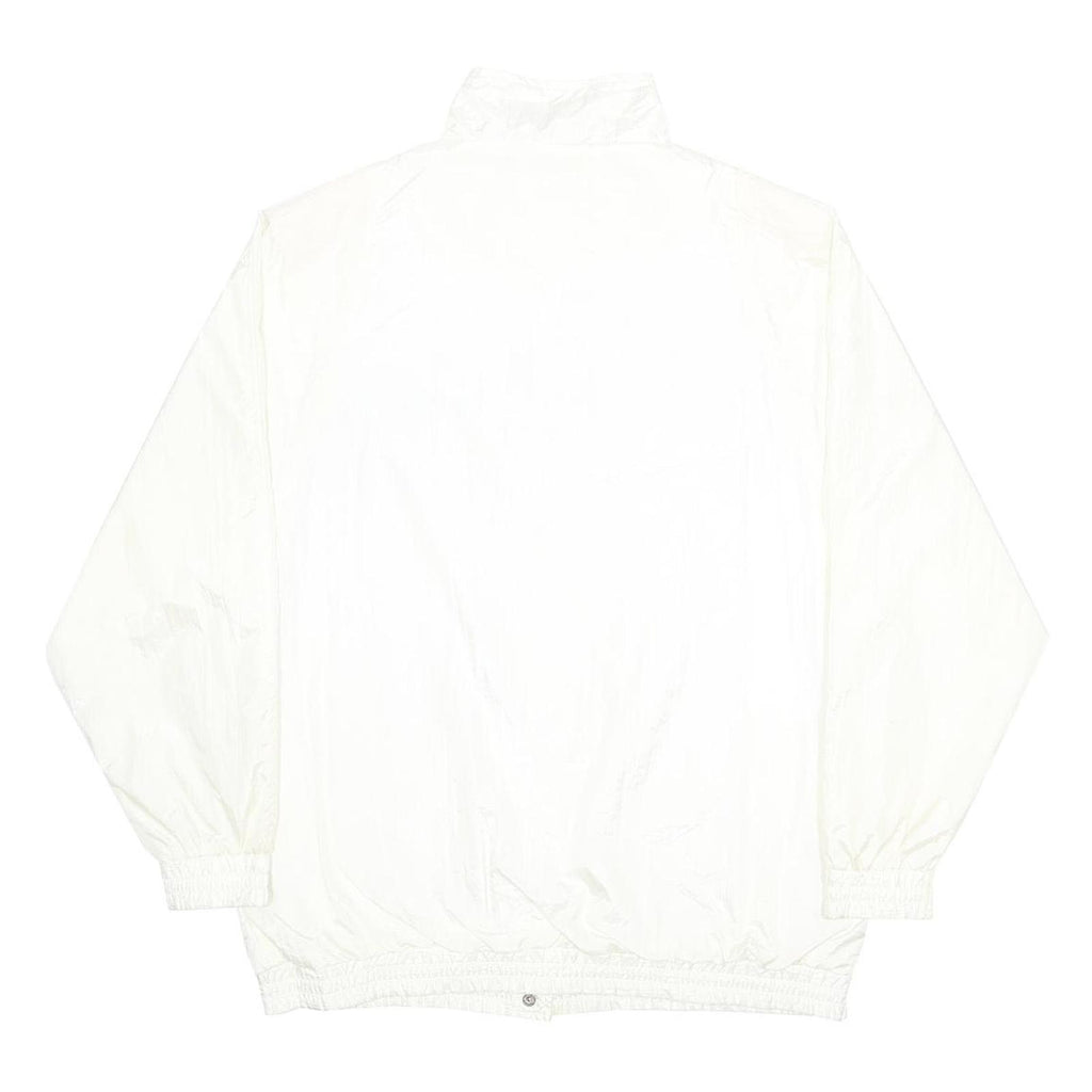 HABAND Womens White Nylon Button Jacket L Plain Lightweight Casual Outerwear