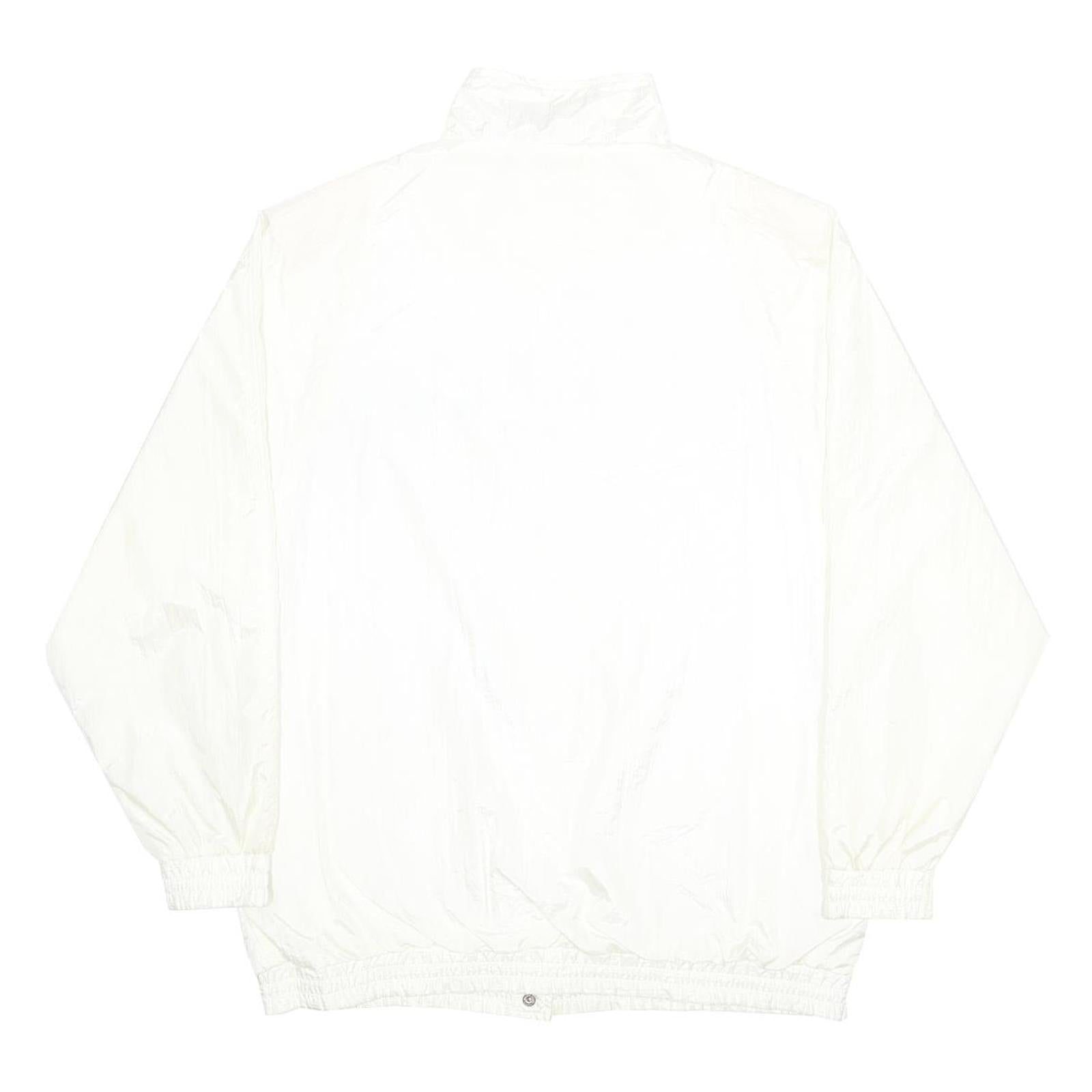 HABAND Womens White Nylon Button Jacket L Plain Lightweight Casual Outerwear