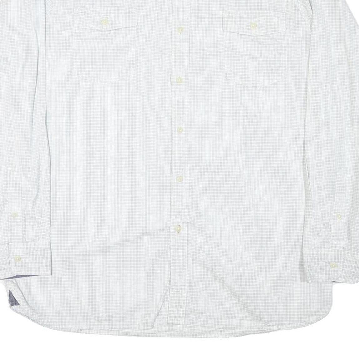 LEE Mens White Check Shirt XL Cotton Blend Casual Long Sleeve Button Shirt