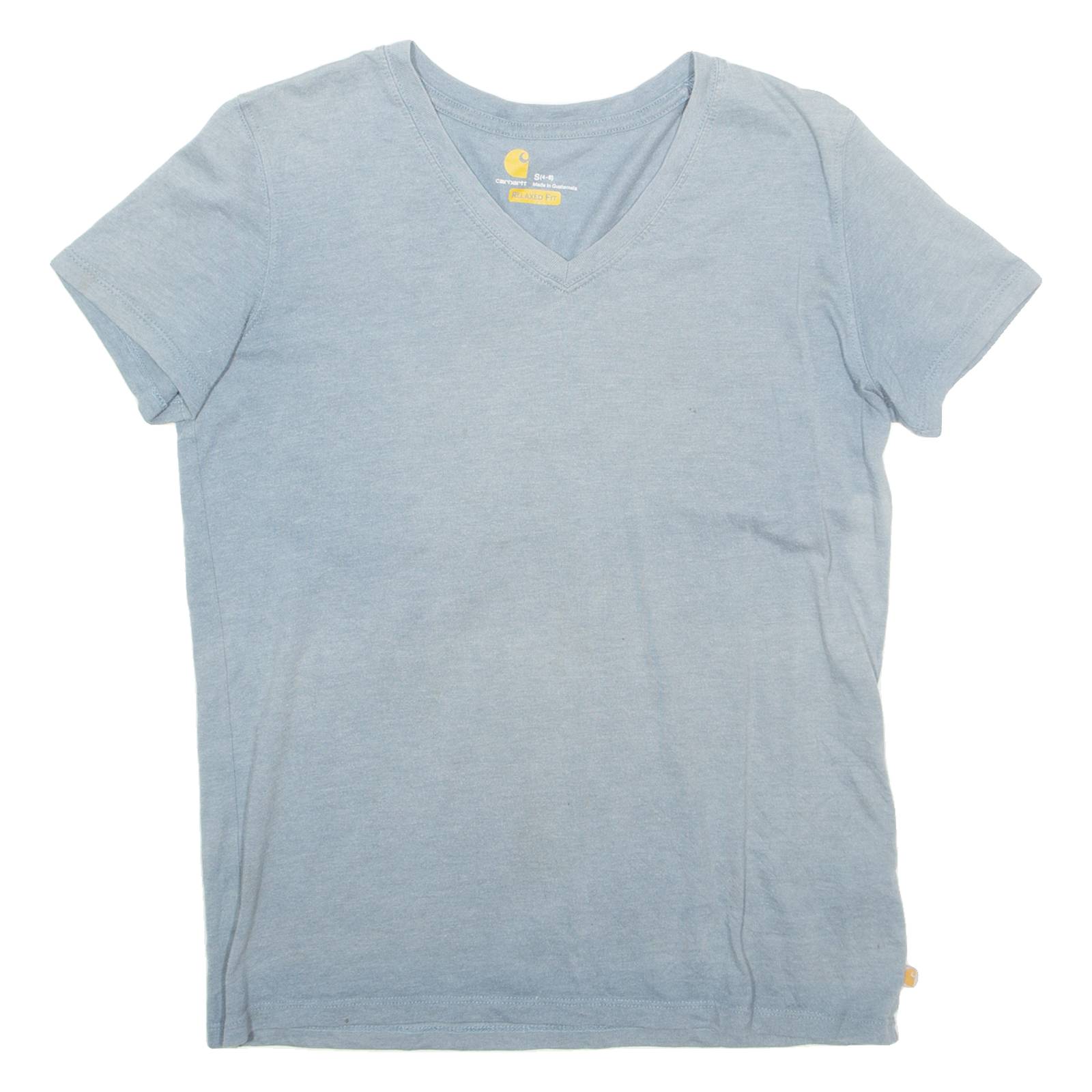 CARHARTT Relaxed Fit Womens T-Shirt Blue V-Neck S