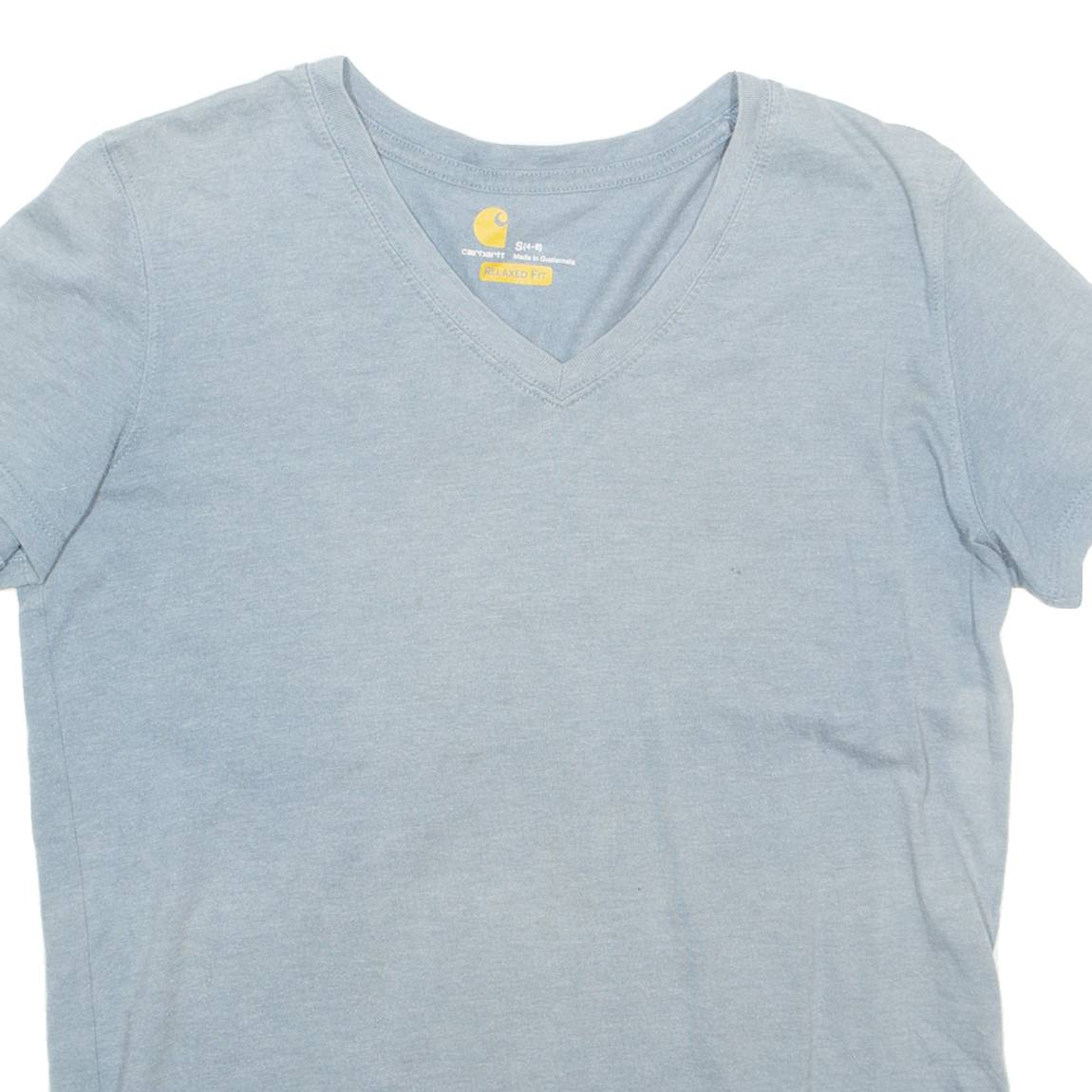 CARHARTT Relaxed Fit Womens T-Shirt Blue V-Neck S