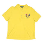 LAUREN RALPH LAUREN Womens Yellow Cotton Blend Short Sleeve Polo Shirt L