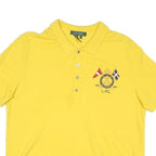 LAUREN RALPH LAUREN Womens Yellow Cotton Blend Short Sleeve Polo Shirt L