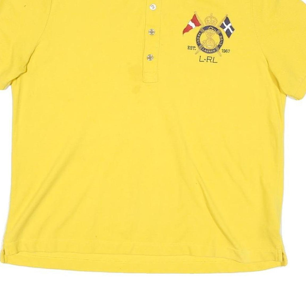 LAUREN RALPH LAUREN Womens Yellow Cotton Blend Short Sleeve Polo Shirt L