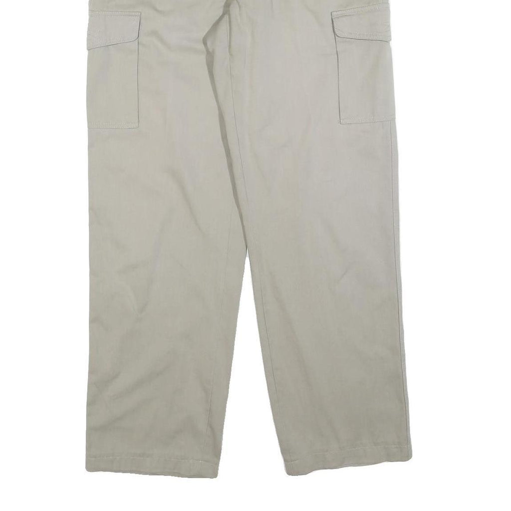 Mens Beige Cotton Blend Regular Fit Cargo Trousers W36 L32 Zip Closure Utility
