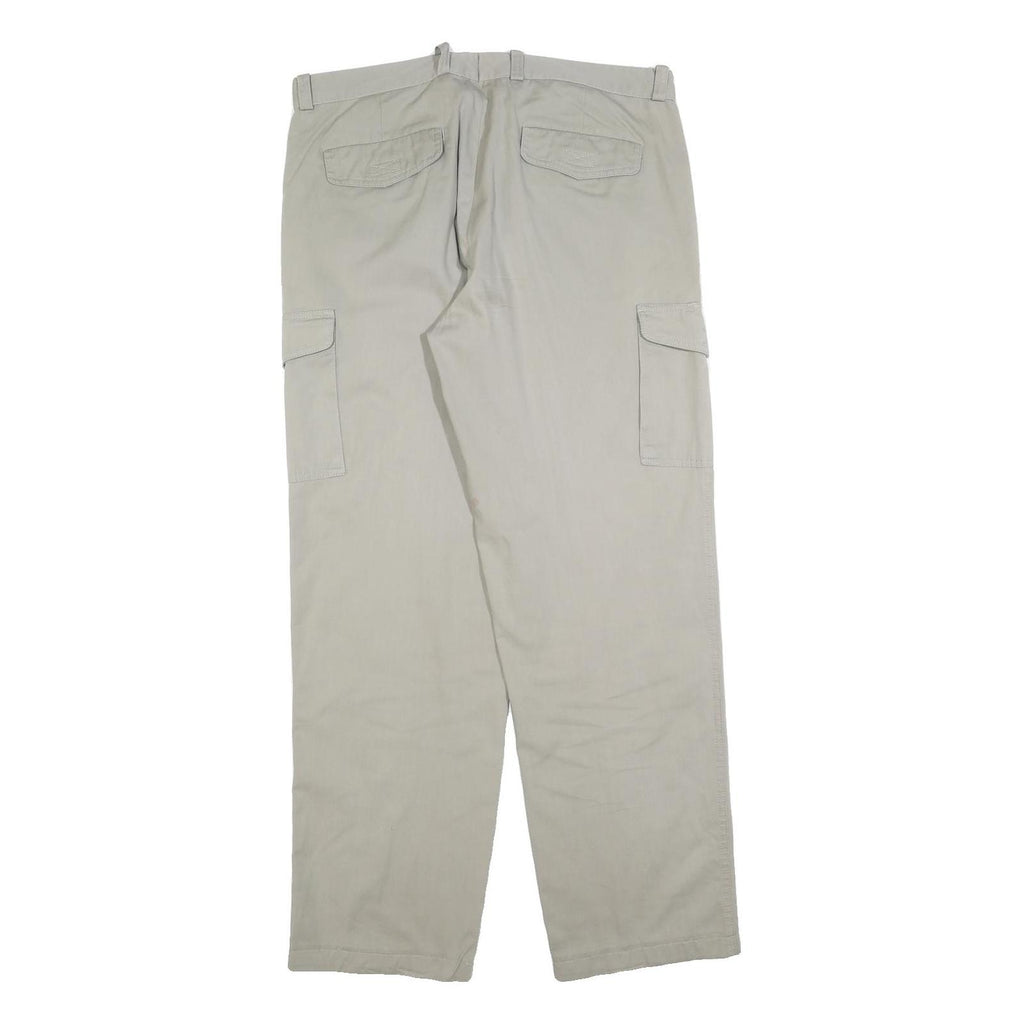 Mens Beige Cotton Blend Regular Fit Cargo Trousers W36 L32 Zip Closure Utility
