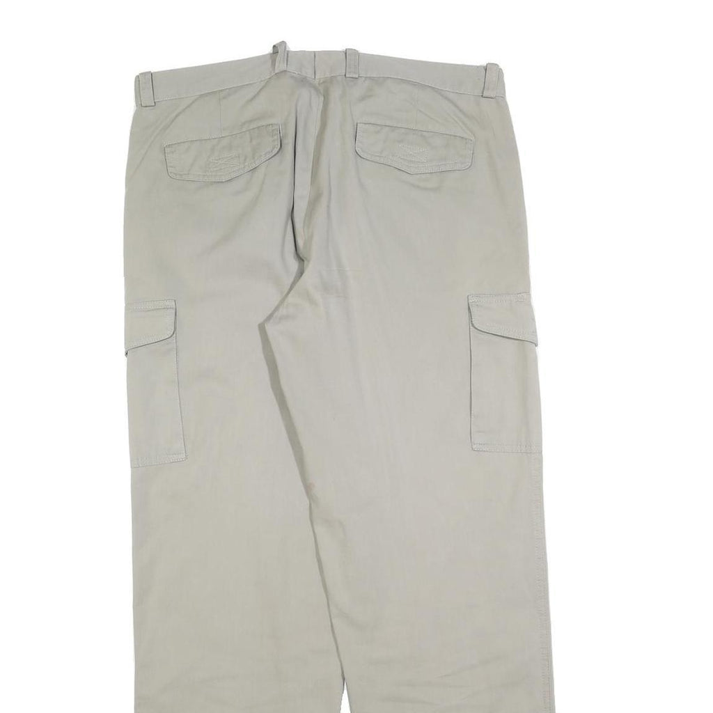 Mens Beige Cotton Blend Regular Fit Cargo Trousers W36 L32 Zip Closure Utility