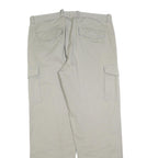 Mens Beige Cotton Blend Regular Fit Cargo Trousers W36 L32 Zip Closure Utility