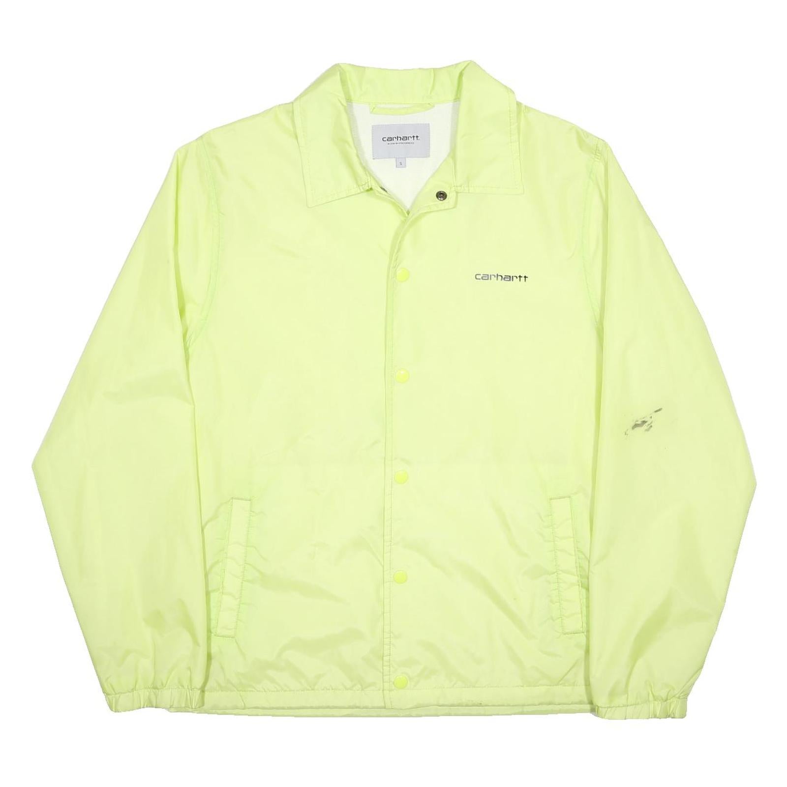 CARHARTT WIP Mens Yellow Coach Jacket S Nylon Button Plain Lightweight Sport