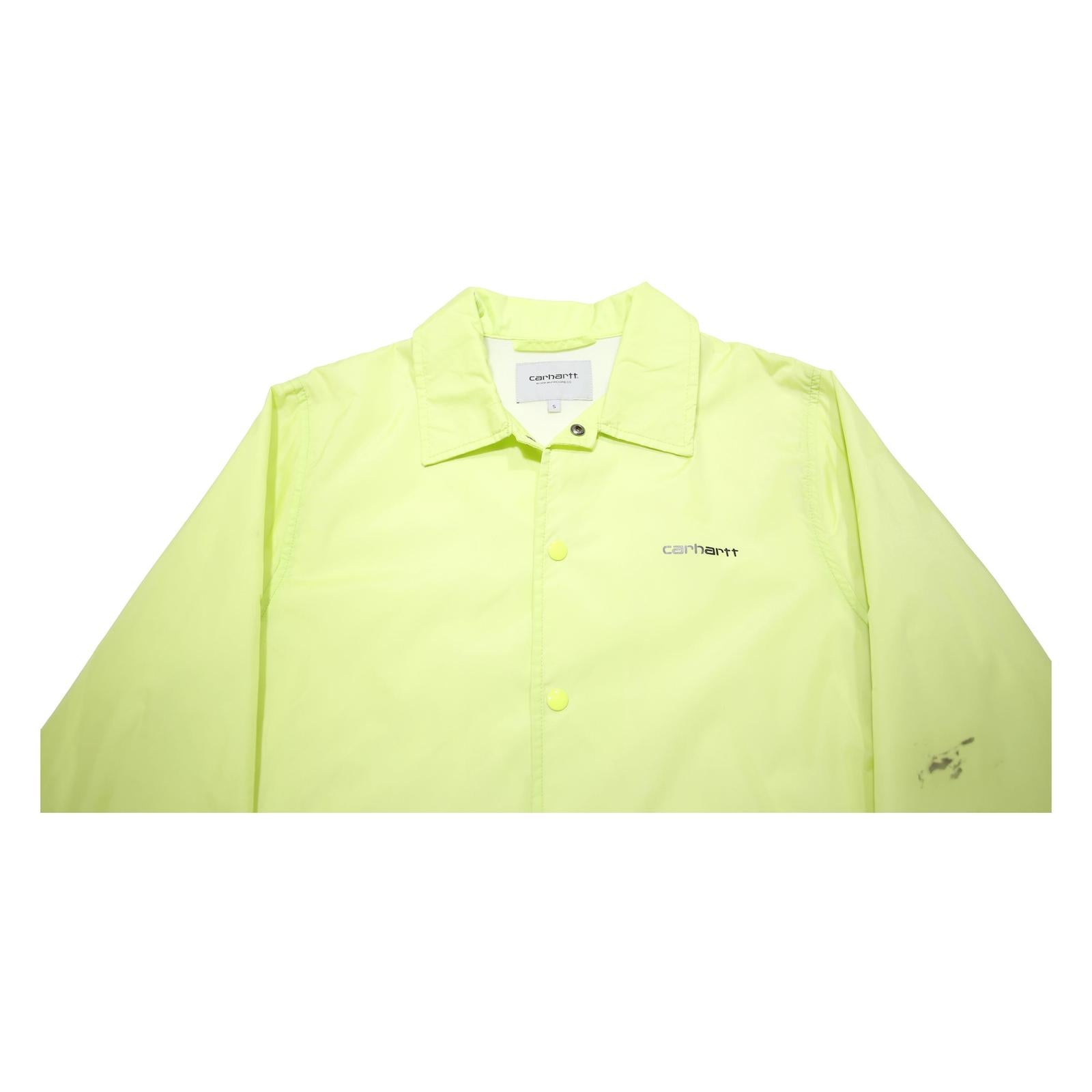 CARHARTT WIP Mens Yellow Coach Jacket S Nylon Button Plain Lightweight Sport