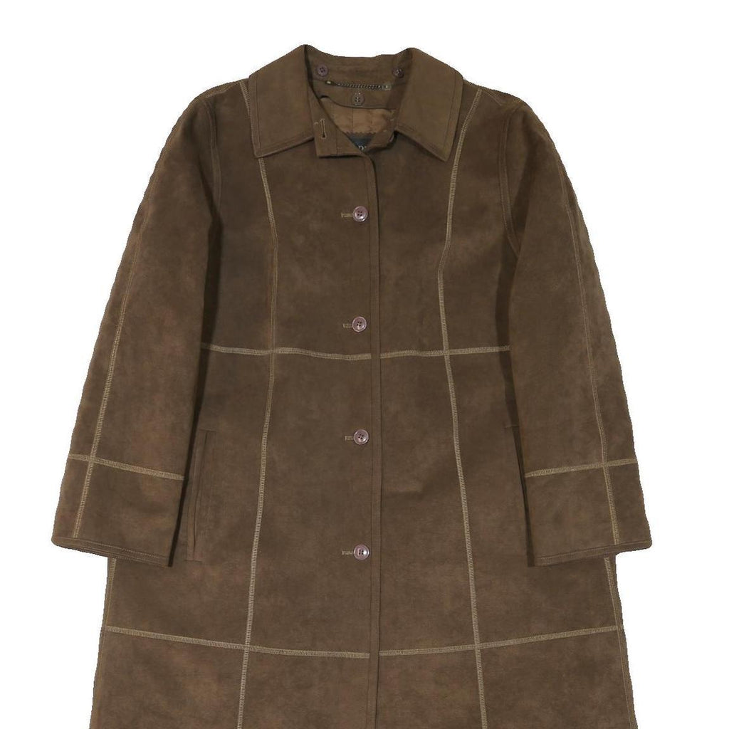 SMARTI Womens Brown Button Jacket L Polyester Blend Plain Stylish Detail