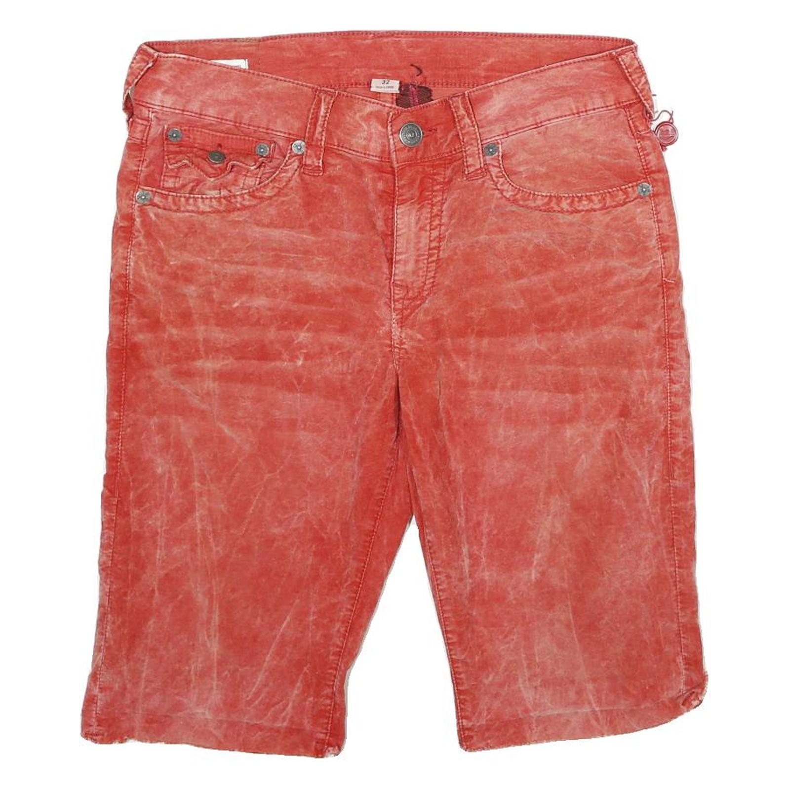 TRUE RELIGION Womens Shorts Red Casual M W32 Cotton Blend