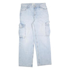 PIMKIE Womens Jeans Blue Relaxed Straight Denim Light W34 L32 Cargo Style Zip