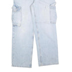 PIMKIE Womens Jeans Blue Relaxed Straight Denim Light W34 L32 Cargo Style Zip