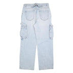 PIMKIE Womens Jeans Blue Relaxed Straight Denim Light W34 L32 Cargo Style Zip