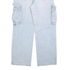 PIMKIE Womens Jeans Blue Relaxed Straight Denim Light W34 L32 Cargo Style Zip