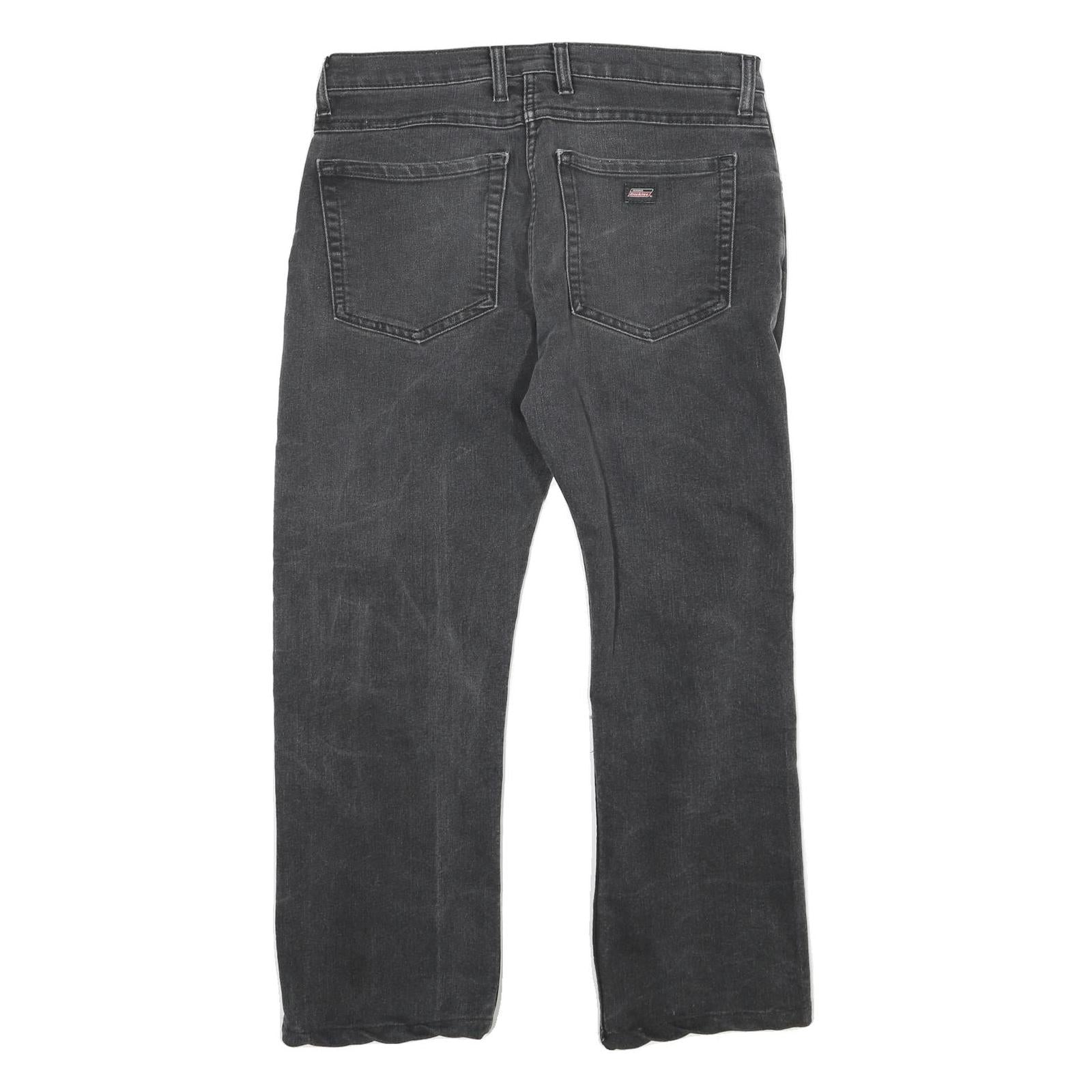 DICKIES Mens Regular Fit Black Denim Jeans W32 L26 Zip Closure Casual Workwear