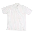 DONALLEY Mens White & Red Stripe Shirt S Cotton Blend Short Sleeve Casual