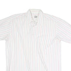 DONALLEY Mens White & Red Stripe Shirt S Cotton Blend Short Sleeve Casual